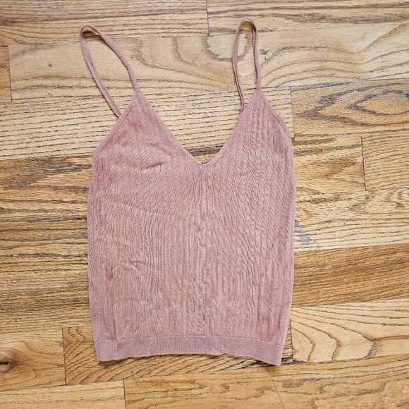 NWT One Grey Day $128 Size XS Silk Blend Terracotta Sweater Tank Knit All Season - Picture 3 of 7